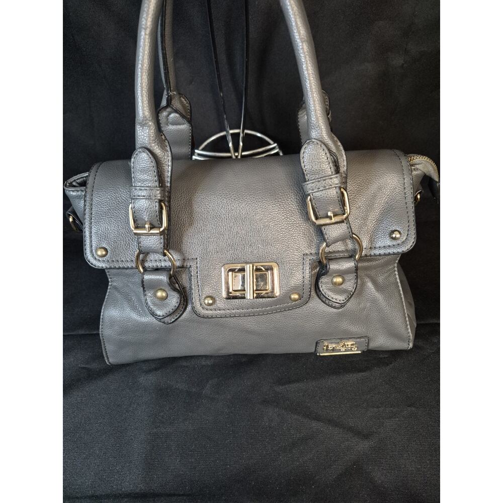 Coach Gray Leather Satchel with Gold Hardware - Picture 7 of 14